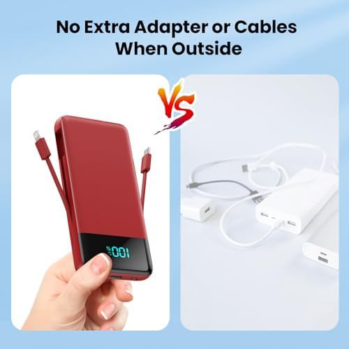 Ultimate 13800 m Ah Portable Power Bank with Built-In Cables & Wall Plug – Fast Charging Solution for i Phone 16/15/14, Galaxy & Android Devices – Travel-Ready Battery Pack with 4 Outputs for Multi-Device Charging – Compact, Lightweight & Durable Design for On-the-Go Power