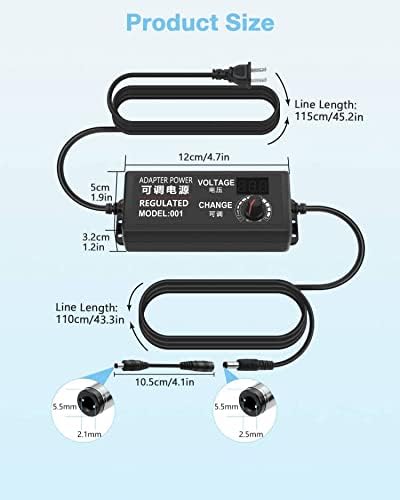 Universal 36 W AC/DC Power Adapter with 14 Interchangeable Tips – Adjustable 3-12 V Output for Optimal Device Compatibility – Efficient Power Supply Converter for Electronics, Routers, and More – Compact Design for Home and Travel Use