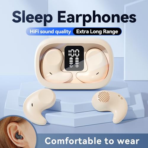 Invisible Comfort Wireless Sleep Earbuds for Side Sleepers – 58-Hour Noise-Cancelling Bliss with Crisp Call Clarity in Stylish Off White – The Essential Audio Solution for Restful Sleep and Effortless Connectivity