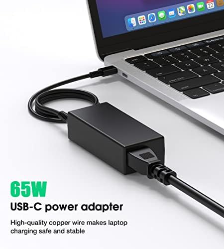Universal 65 W USB-C Laptop Charger – Fast Charging Compatible with HP, Lenovo, Dell, Asus, Acer, Samsung, and Google Chromebooks – Enhanced Power Supply for All USB Type-C Devices – Optimal Charging Speed with Wide Voltage Range