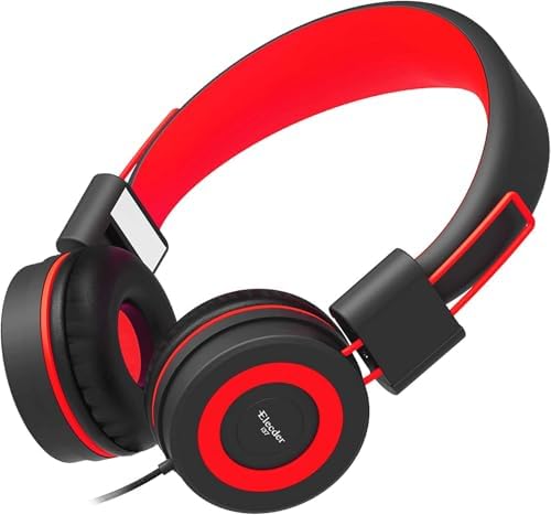 ELECDER i37 Foldable Kids Headphones – Lightweight, Adjustable On-Ear Wired Headphones in Vibrant Peach/Purple for School, Travel & Home Learning – Perfect Audio Companion for Young Learners & Teens with Comfortable Fit and Universal Device Compatibility