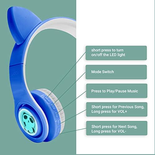 Vibrant Purple Wireless Bluetooth Headphones for Kids with LED Lights – Safe 85 d B Volume Control, Music Sharing Fun, and Long Battery Life – Perfect Over-Ear Headphones for Boys and Girls to Enjoy Music and Learning on the Go