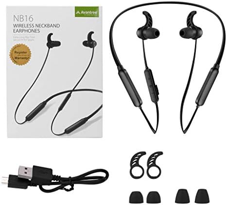 Avantree NB16 Wireless Neckband Earbuds – No Delay Bluetooth Headphones for TV & PC, 20 Hours Playtime, Lightweight Magnetic Design, Comfortable Fit for Workouts & Calls, Compatible with i Phones & Android Devices – Ultimate Audio Experience