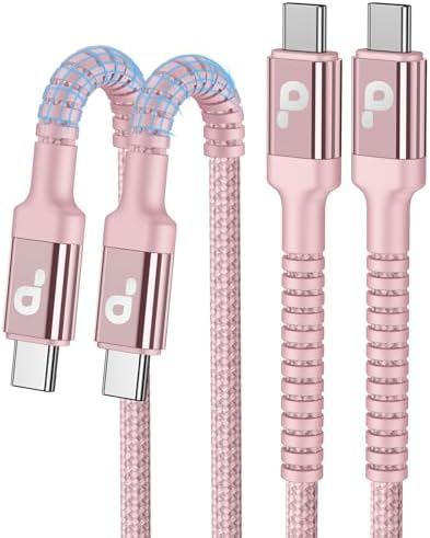 10 FT USB-C to USB-C Charging Cable 2-Pack – Premium Fast Charge & Data Transfer Solution for i Phone 16, Samsung Galaxy S23, LG, Nintendo Switch – Flexible, Durable Nylon Braided Design for Ultimate Convenience and Longevity