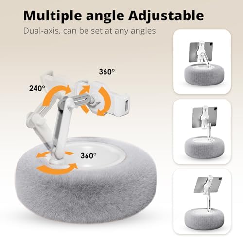 Adjustable Tablet Pillow Stand with Detachable Snack Bowl – Perfect for Kindle, i Pad, and Phones (4.7″-13″) – Hands-Free Streaming and Reading Comfort in Stylish Pink – Ultimate Convenience for Home and On-the-Go