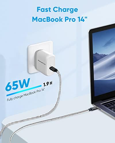 Power Lot 65 W Ga N USB C Wall Charger with 6 ft Type C Cable – Rapid Charging Solution for i Phone 15/14/13, i Pad Pro, Pixel 7/6, and Mac Book Pro/Air – Universal Compatibility and Compact Design for Home and Travel Use