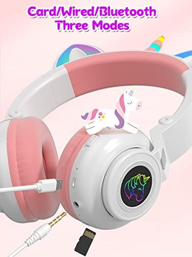 Magical Pink Unicorn Wireless Headphones for Kids – Foldable Over-Ear Design with Built-In Microphone, Volume Limiting for Hearing Safety & Universal Compatibility – Ideal Gift for Unicorn Enthusiasts on Birthdays or Holidays