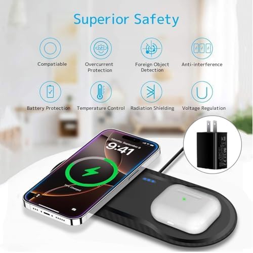 40 W Dual Fast Wireless Charging Pad – Efficient 20 W Charging for i Phone 16-11, Air Pods & Samsung Galaxy – Sleek Design for Home & Office Use – Versatile Charging Station with Enhanced Compatibility and Speed