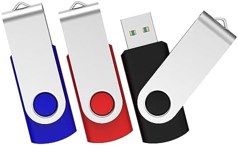 Aiibe 128 GB USB 3.0 Flash Drive Trio – High-Speed Portable Memory Stick (3 Pack in Black, Blue, Red) for Effortless Data Transfers and Reliable Storage Solutions