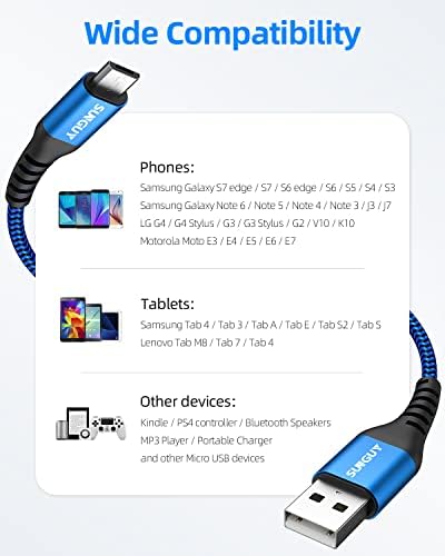 Ultra-Durable 10 FT Micro USB Cable 3-Pack – Fast 18 W Charging & Data Sync for Samsung Galaxy, Android Devices & PS4 – Premium Nylon Braided for Enhanced Flexibility & Strength – Perfect for Home & Office Use