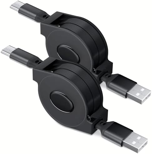 COOYA Retractable USB Type C Cable Duo for Samsung Galaxy Devices – Fast Charging Portable Charger Cord for S24, S25 Ultra, S23 FE, A Series & LG Stylo – Tangle-Free, Durable Design for Effortless Charging on the Go