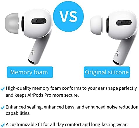 Lanwow Premium Memory Foam Ear Tips for Air Pods Pro – Ultimate Comfort & Noise Isolation, Anti-Slip Design, Fits Charging Case, 3 Sizes (S/M/L, Elegant Grey) – Enhance Your Audio Experience with Pain-Free Listening