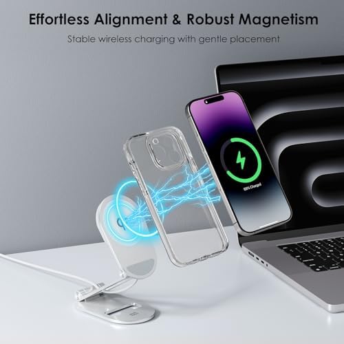 Revolutionary Qi2 Wireless Magnetic Charging Stand – Minthouz 15 W Fast Charger for i Phone 12-16 Series & Qi-Compatible Devices – Compact, Foldable Design with Enhanced Safety Features and Ergonomic Viewing Angle for Effortless Charging at Home or On-the-Go