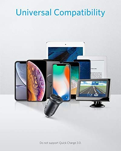 Anker 320 Compact Car Charger – 24 W Dual USB Power Adapter in Premium Aluminum Alloy for i Phone 16/15/14/13/12, i Pad Pro/Air/Mini, Galaxy & More – Enhanced Efficiency with LED Indicator for Low-Light Charging – Perfect for Daily Commuters and Adventurous Road Trips