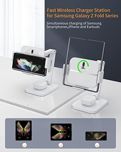 Advanced Wireless Charging Dock for Samsung Galaxy Z Fold Series – 2-in-1 Fast Charger with 3 Coils for Galaxy Buds Pro & Live – Sleek, Efficient, and Space-Saving Design for Enhanced Device Compatibility and Quick Power-Up