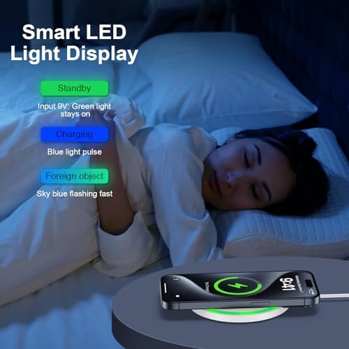 15 W Fast Wireless Charging Pad for Google Pixel, Moto Razr+, and Samsung Galaxy – Sleek, Universal Compatibility, and Smart Charging Indicators for Effortless Power-Up at Home or Office