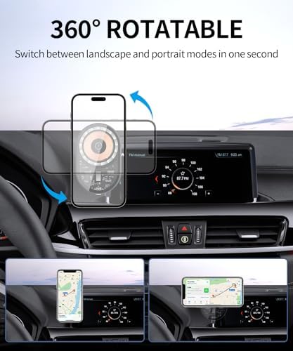 Wireless Charging car Phone Holder for BMW X1 2016-2022/BMW X2 2018-2023 Accessories 8.8-inch Screen Fixed Clip,360° Rotation car Phone Mount Compatible with MagSafe – Enhanced Compatibility and Speed