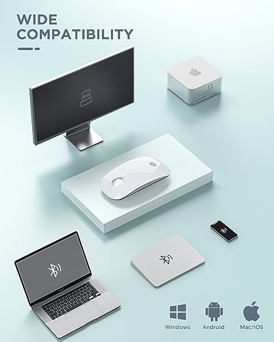 Sleek Purple Wireless Bluetooth Mouse – Effortless Dual Connectivity, 1600 DPI Precision, Whisper-Quiet Clicks, Long Battery Life for Enhanced Productivity and Versatile Device Compatibility