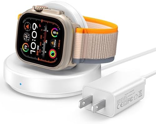 Sleek Sky Blue Portable Magnetic Charging Dock for Apple Watch – Fast Wireless Charger with Nightstand Mode, Compatible with Series 10, 9, 8, 7, SE, 6, 5, 4, 3, 2, Ultra 2 – Travel-Friendly Design with Premium Charging Cable for Effortless Power and Style