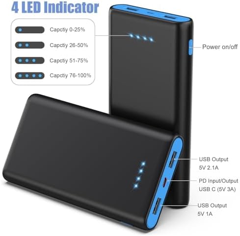 High-Capacity 25,800 m Ah Portable Charger Power Bank – Fast USB C Charging with Intelligent Smart IC, 3 USB Ports for Multi-Device Support – Ideal for i Phone 16/15/14, Galaxy, & Android – Reliable Power On-the-Go