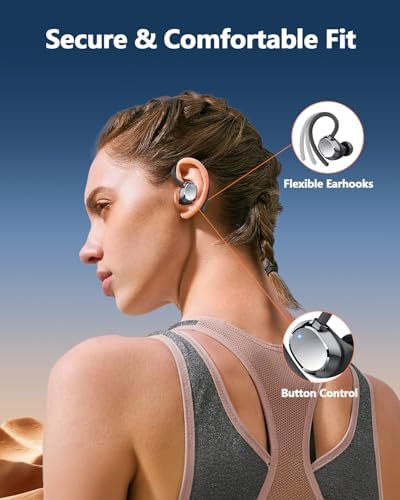 Unleash Your Workout Potential with Cutting-Edge Bluetooth 5.3 Waterproof Earbuds – 128-Hour Playtime & ENC Noise Cancellation for Crystal-Clear Sound – Ergonomic Design Perfect for Fitness and Running – Immerse Yourself in Superior Deep Bass Audio Quality