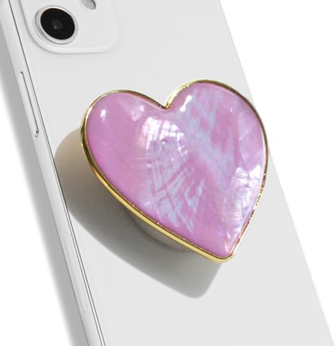 Chic Natural Seashell Heart-Shaped Phone Grip and Stand – Elegant Crème Mobile Accessory for Smartphones and Tablets – Ideal Collapsible Holder for Trendsetters Seeking Style and Functionality – Durable, Portable Design for Effortless Hands-Free Viewing