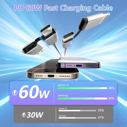 16 FT 4-in-1 USB C Charging Cable – Fast 60 W Lightning, Type C & USB A Compatibility for i Phone 15/14/13/12, Mac Book, i Pad & Samsung – Ultimate Versatile Charging & Data Transfer Solution for On-the-Go Power Users