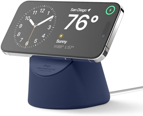 elago MS1 Charging Stand Compatible with MagSafe Charger – Premium Silicone Stand Compatible with iPhone 16/15/14/13/12 Series, Designed for iOS Standby Mode [Stone] [Charging Cable Not Included] – Enhanced Compatibility and Speed