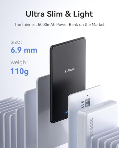 Ultra-Slim Kuulaa 10000 m Ah Mag Safe Power Bank – Fast Wireless Charger for i Phone 16/15/14/13/12 Series – Effortless Magnetic Alignment for On-the-Go Charging – High-Capacity Portable Battery Pack with LED Status Indicator