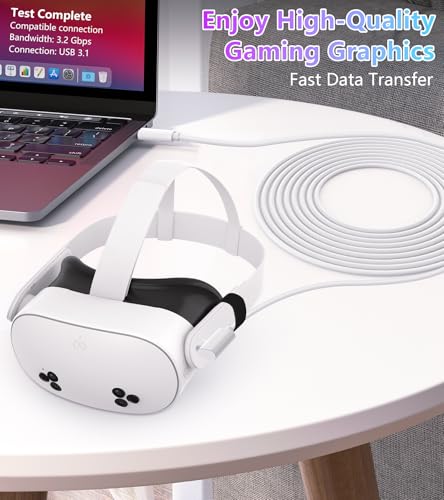 Elevate Your VR Experience with YRXVW 10 FT Link Cable – Premium USB-C Charging & High-Speed Data Transfer for Meta/Oculus Quest 3 S, Quest 3, Quest 2/Pro, and PICO 4 Headsets – Uninterrupted Gaming Freedom, Enhanced Compatibility, and Long-Lasting Durability
