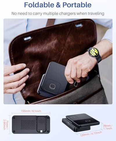 Elevate Your Charging Experience with the LK 3-in-1 Wireless Charger – Fast Charging Station for Samsung Galaxy Devices, Compatible with Galaxy Watch Ultra/7/6/5 Pro, S24 Ultra/S23/S22/S21, Z Fold/Flip 6/5/4/3, and Galaxy Buds (Black) – Compact Design with Enhanced Safety Features and LED Indicators for Seamless Power Management