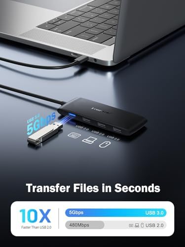 Revolutionize Your Device Connectivity with the 10 Gbps USB C Hub – High-Speed 4-Port USB3.2 Splitter for Effortless Data Transfer and Charging | Versatile Multiport Adapter Compatible with Mac Book Pro, Surface Pro, Dell, HP, i Pad & More | Flexible 1.97 ft Cable for Optimal Setup | Essential Laptop Accessory for Streamlined Workflow and Enhanced Efficiency
