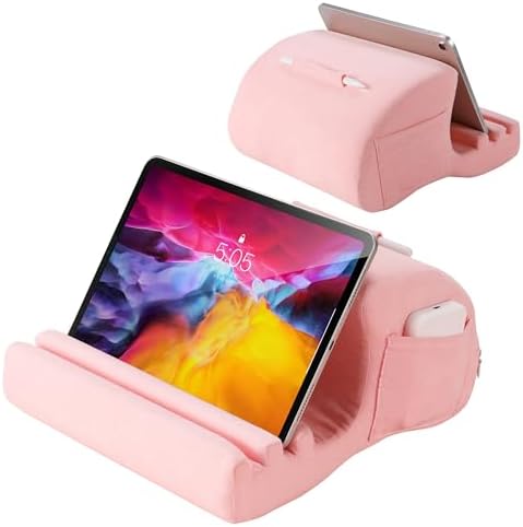 Crea Dream Adjustable Tablet Pillow Stand – Ergonomic Lap and Bed Holder for 4-13 Inch Devices, Featuring Three Customizable Viewing Angles for Maximum Comfort and Support – Perfect i Pad, Kindle, and Galaxy Tab Accessory in Sleek Gray Design for Effortless Use at Home or On-the-Go
