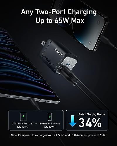 Anker Prime 67 W Ga N USB-C Charger – Ultra-Fast 3-Port Wall Adapter for Mac Book Pro, i Pad Pro, i Phone 16/15/Pro, Galaxy S25/S24, Note20 & More – Compact Design for Multi-Device Charging with Enhanced Efficiency and Compatibility