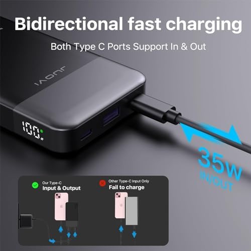 Compact 10000 m Ah Fast Charging Power Bank – 35 W Portable Charger with PD 3.0 & QC 4.0 – Lightweight Type-C & USB-A Compatible Battery Pack for i Phone, Samsung, i Pad – Ultimate Solution for On-the-Go Charging Efficiency