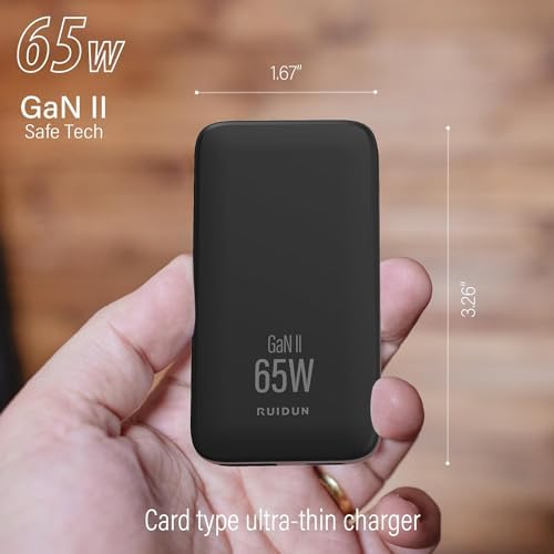 Experience Unmatched Charging Efficiency with the 65 W Ga N Dual-Port USB-C Charger – Foldable Travel Adapter with PD3.0 & PPS Technology, Ideal for Mac Book, i Pad Pro, i Phone, Galaxy S22 & More – Includes 3.28 ft 100 W Cable in Sleek Black for Ultimate Compatibility and Speed Optimization.