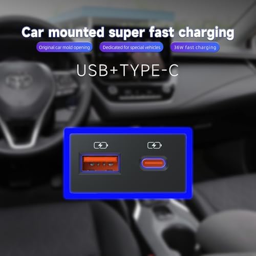 High-Speed Car Charger for Toyota with PD 3.0 USB Type-C Fast Charging & LED Light Show – Ultimate Power Adapter for Modern Devices, Enhanced Durability & Compatibility for Seamless Travel