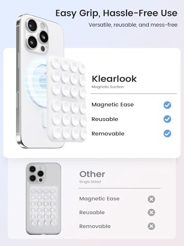 Klearlook Magnetic Suction Phone Mount Set – 4 Stylish Colors for Mag Safe Cases, Hands-Free Selfie Grip for Tik Tok & Content Creators, Lightweight & Portable, Secure Magnetic Attachment for Effortless Video Recording and Photography