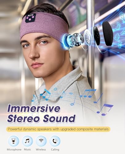 Navly Ultra-Comfort Bluetooth Sleep Headband – Innovative Wireless Headphones with Ultra-Thin Speakers for Effortless Relaxation, Yoga, and Fitness – Ideal Gift for Men & Women Seeking Versatile Comfort and Quality Sound Experience