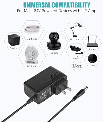 12 V 2 A Ultra-Reliable Power Supply Adapter Set (5-Pack) – Premium UL-Listed Charger for LED Lighting & CCTV Systems, Efficient 120 V AC to 12 V DC Transformer with 5.5 x 2.1 mm US Plug, Enhanced Safety & Versatile Applications
