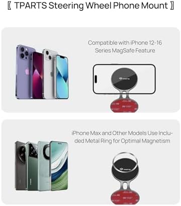 Revolutionize Your Tesla Driving with the TPARTS Magnetic Steering Wheel Cellphone Mount – Ideal for Model 3 (2018-2023) & Model Y (2020-2024) – Effortless i Phone 12-16 & 5.4-6.7″ Smartphone Compatibility for Safe Navigation and Hands-Free Use – Enhance Your Road Experience Today!