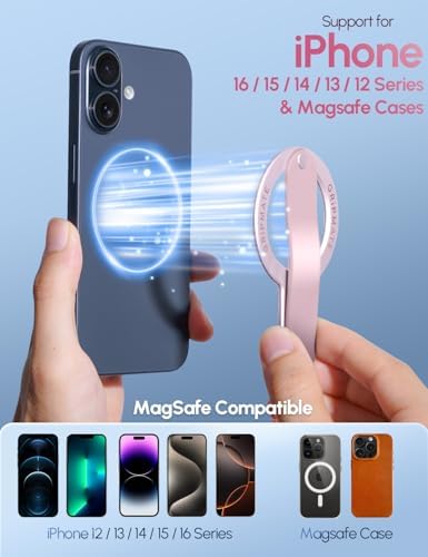 Mag Safe Magnetic Phone Grip for i Phone 12-16 – Ergonomic Detachable Ring Holder in Elegant Silver – Ultimate One-Handed Control and Security – Lightweight Loop Design for Seamless Everyday Use – Perfect Accessory for Enhanced Smartphone Experience