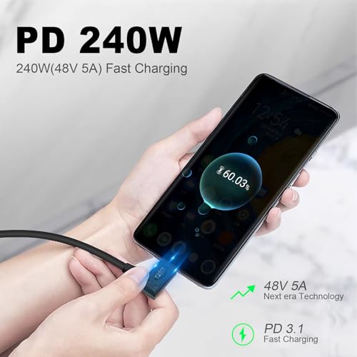 High-Performance Poyiccot 1 ft Short USB C to USB C Cable – 240 W Rapid Charging & 40 Gbps Thunderbolt 4 Data Transfer – Right Angle Design for Enhanced Space Efficiency & 8 K@60 Hz Video Compatibility – Ideal for i Phone, Mac Book, and Surface Pro Users