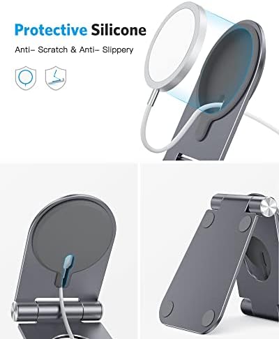 Stand for MagSafe Charger, OMOTON Foldable Phone Stand Holder for MagSafe Accessories， Compatible with iPhone 15/14/13/12 Pro Max/Pro/Mini, Charger for MagSafe Not Included, Black – Enhanced Compatibility and Speed
