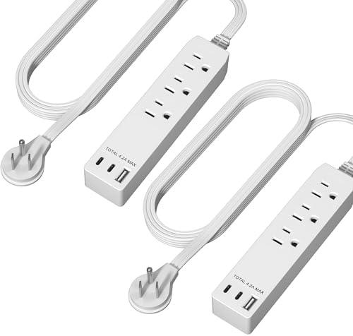 LIDER Ultra-Thin Flat-Face Outlet Extender with 3 Receptacles – Space-Saving Power Strip with 3 ft Cord, ETL-Listed for Safety, Sleek White Design for Modern Interiors – Perfect Solution for Enhanced Device Charging and Versatile Placement