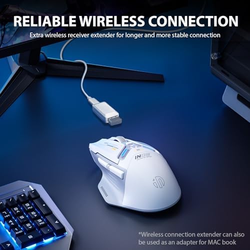 INPHIC IN9 Wireless Gaming Mouse – Versatile Tri-Mode Connectivity (Bluetooth, Type-C, 2.4 GHz), 10,000 DPI Precision, RGB Backlit Customization, Ergonomic Design for Ultimate Comfort, Fully Programmable for Gamers and Professionals on PC, Laptop, and Mac