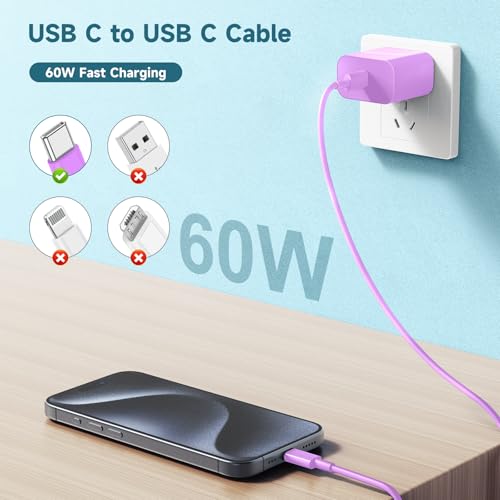 Revolutionary 60 W USB-C Charging Cable Trio – Fast Charge Your i Phone 15, Mac Book Pro, i Pad Pro & Air Pods 4 with Reliable 3 ft Durability – Ultimate Compatibility for Enhanced Performance and Convenience – Ideal for Home, Office, and On-the-Go Use – Sleek White Design for Effortless Style and Organization