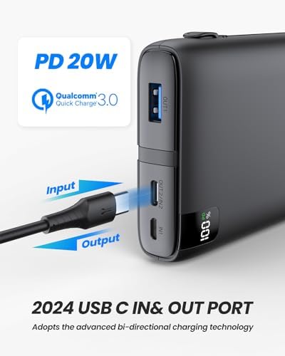 SOARAISE 26800 m Ah Power Bank with Integrated Cables – 22.5 W Fast Charging Portable Charger for Phones & Tablets – Ultimate USB C PD & QC 3.0 Compatibility for On-the-Go Convenience