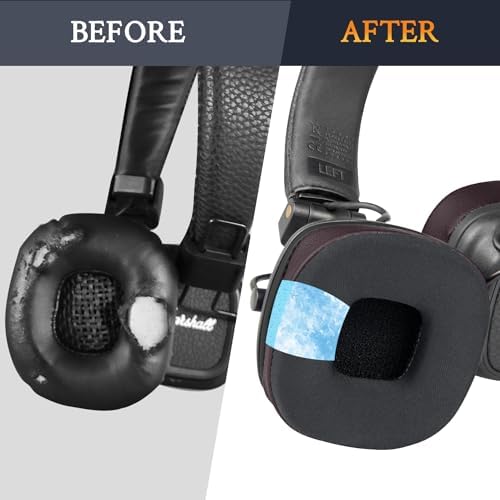 Upgrade Your Marshall Major I/II/III/IV/V Headphones with SOULWIT Cooling Gel Ear Pads – Premium Noise Isolation Cushions for Ultimate Comfort and Enhanced Sound Quality in Sleek Black Gold Design