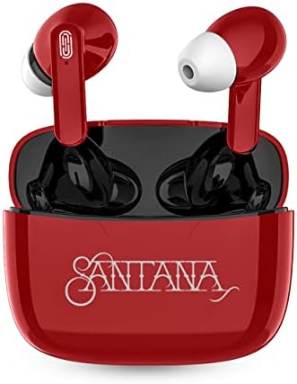 Carlos Santana Mambo True Wireless Earbuds – Premium Bluetooth 5.1 Sports Headphones with Voice-Isolating Microphone and Deep Bass for Gaming and Music – Ergonomic Comfort with Portable Charging Case in Striking Red for All-day Use